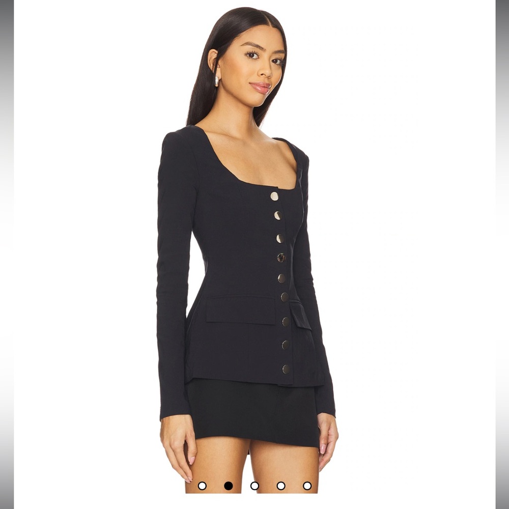 Boatneck Peplum Blazer in Black - Picture 2 of 10